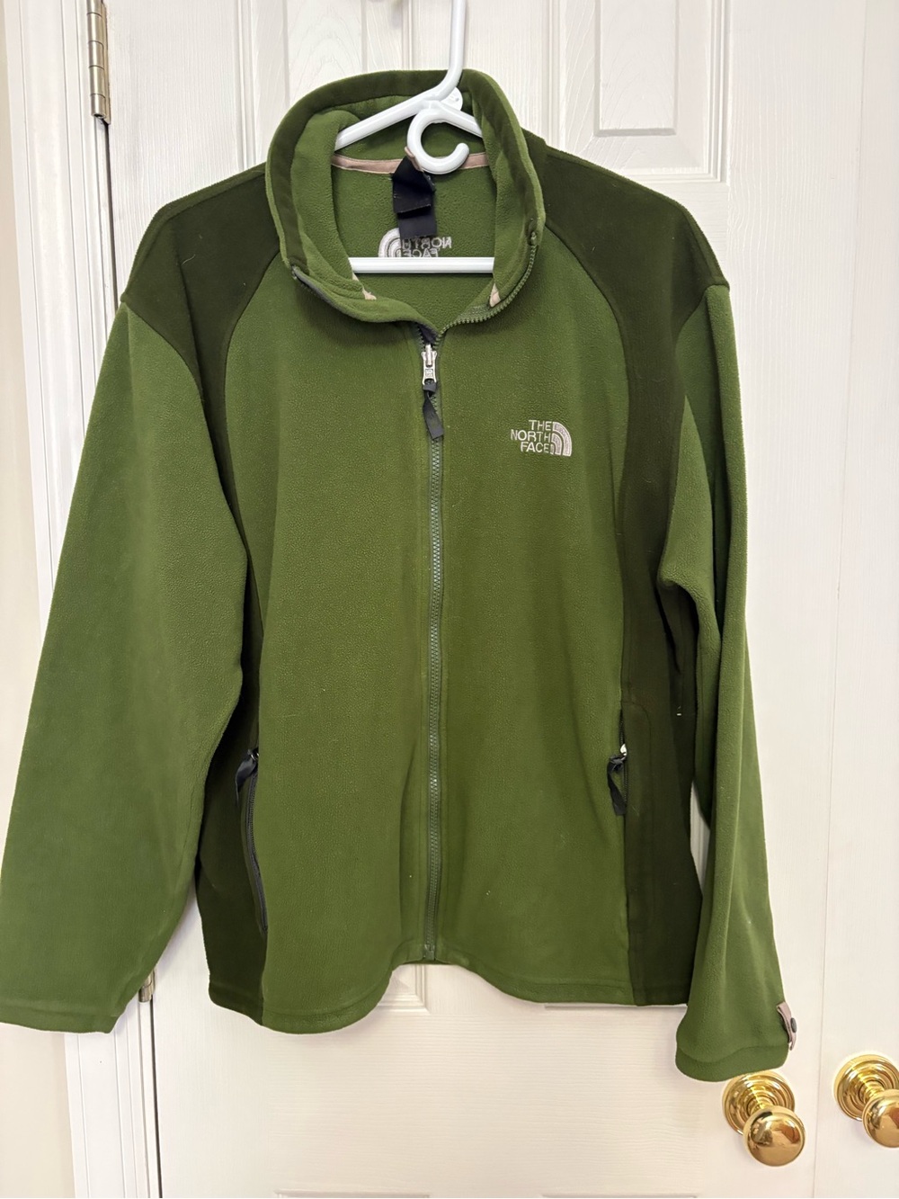 Vintage The North Face Olive Green Two-Tone Full-Zip Fleece Jacket
